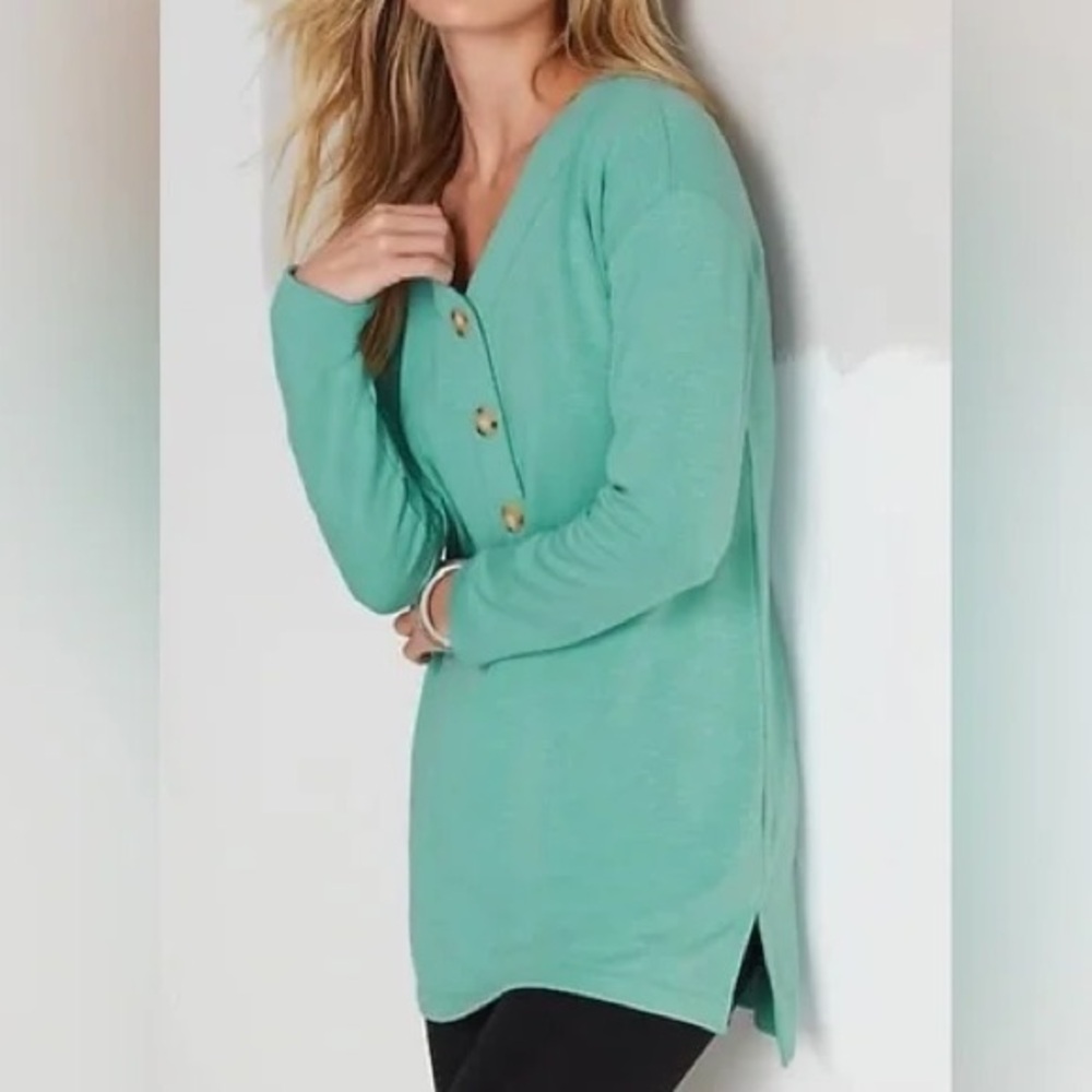 J.JIll BUTTONED-HENLEY TUNIC Sz M